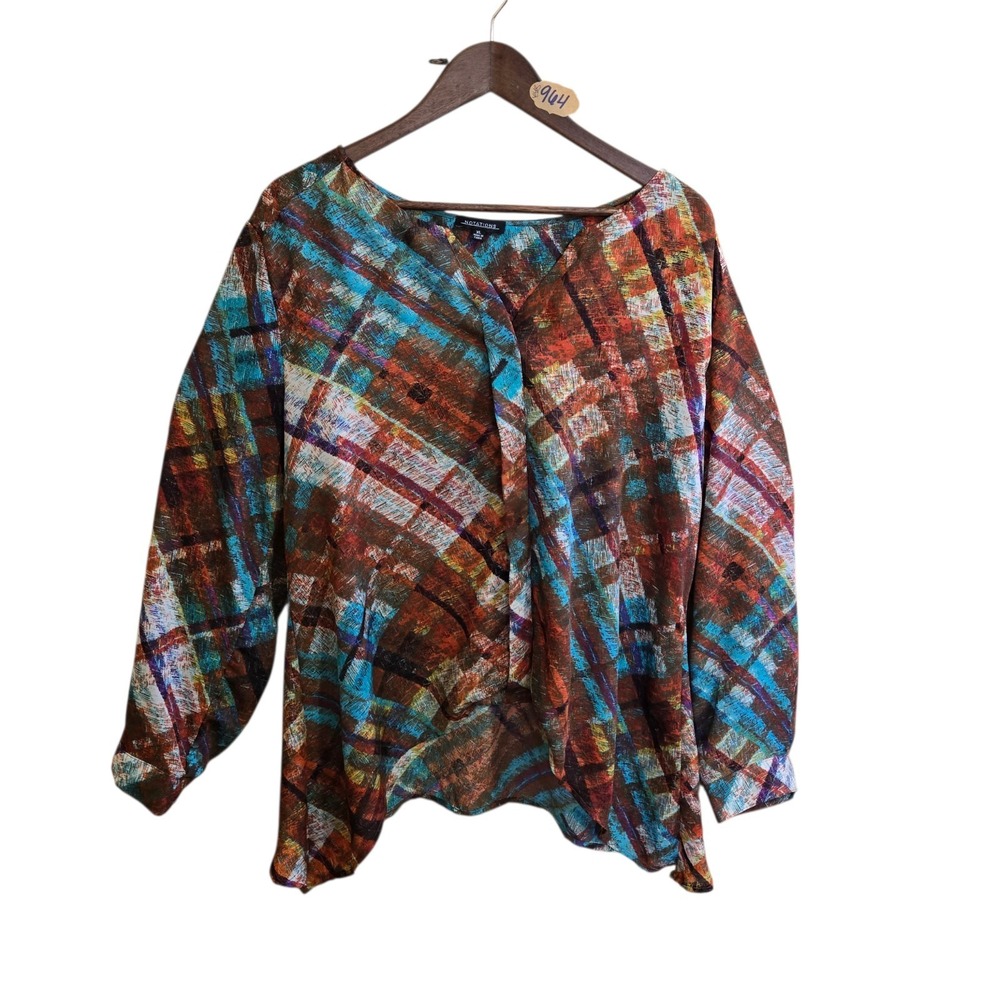 VTG Notations Women's Blouse Size XL Longsleeve Button Up 80s